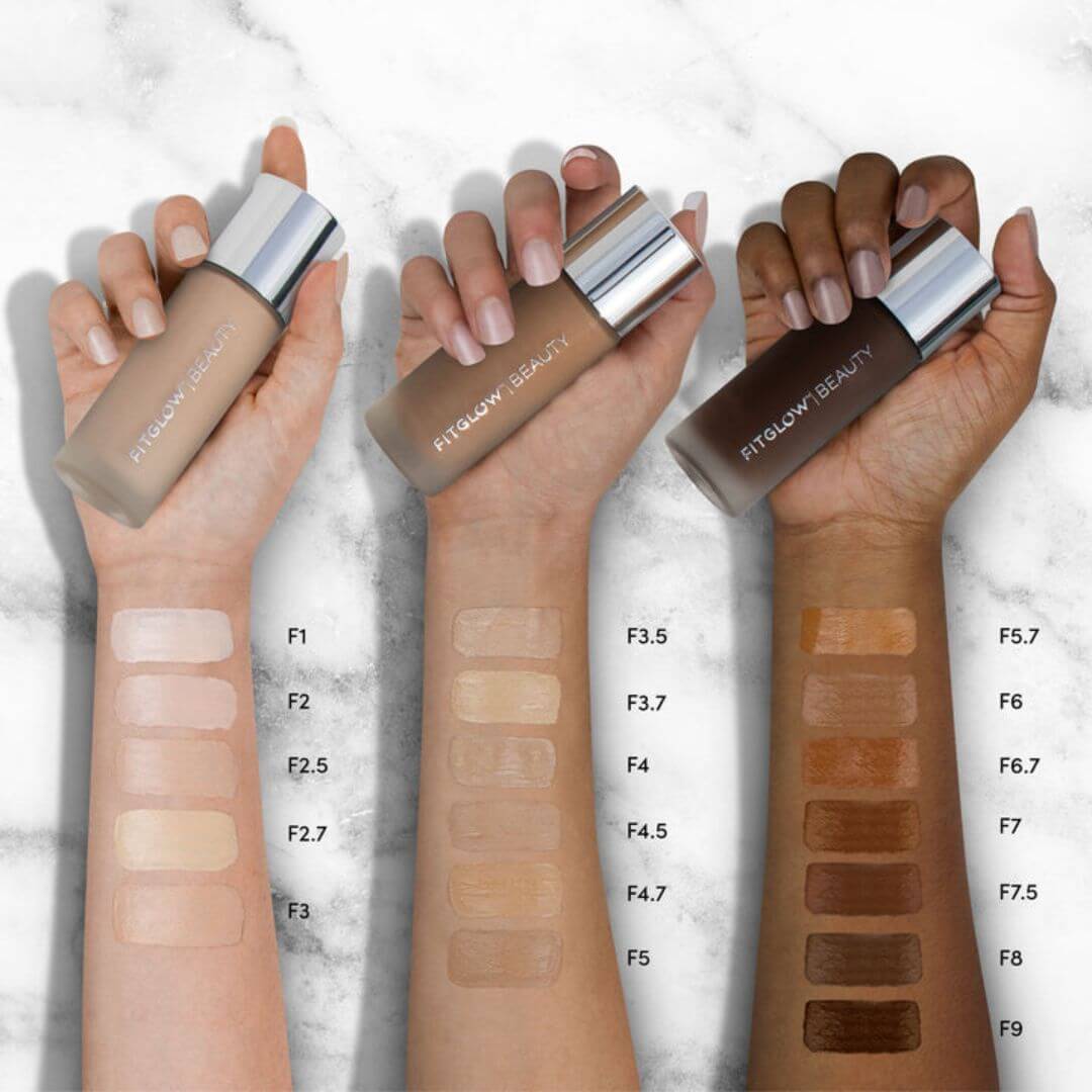 Fitglow Beauty foundation swatches