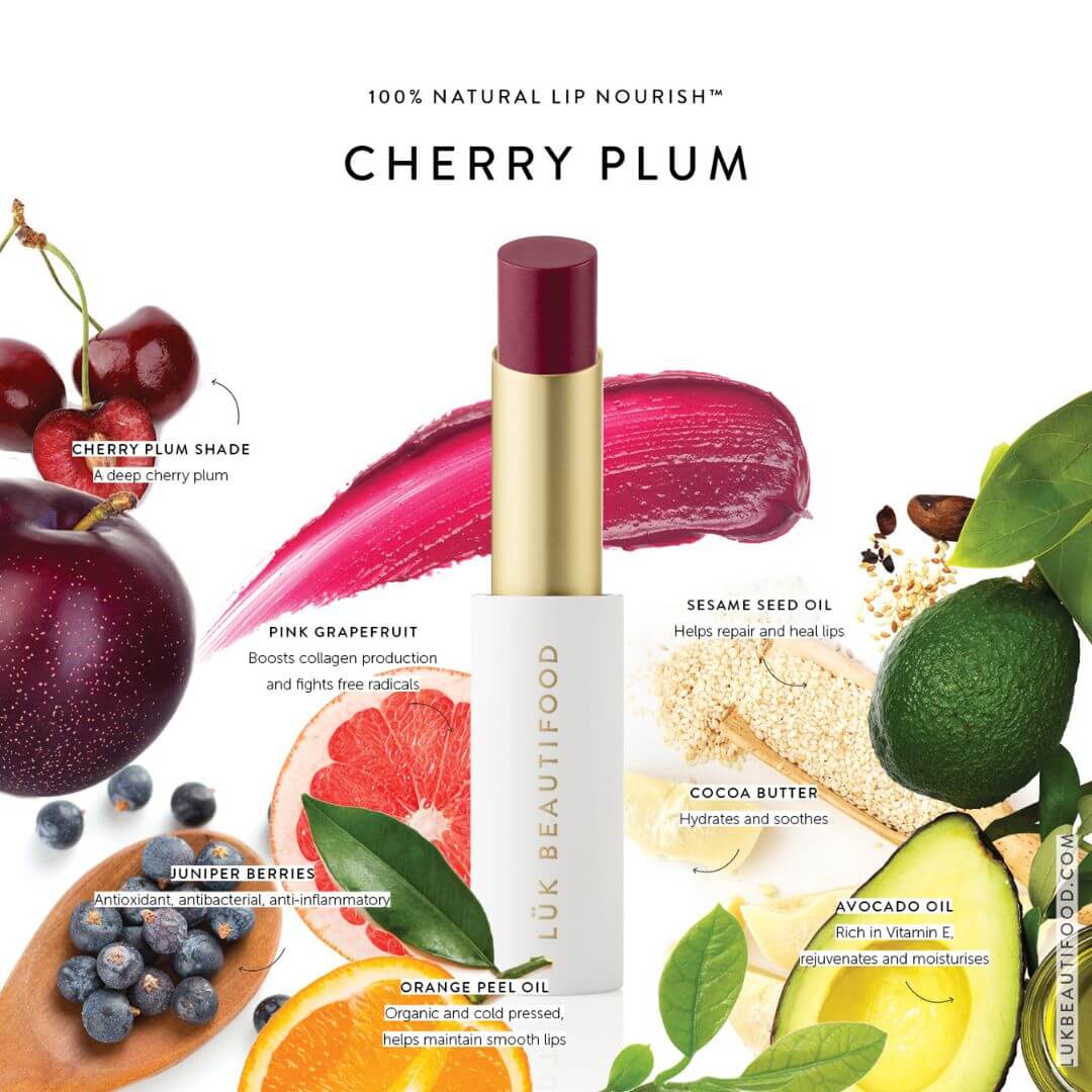 Luk Beautifood Cherry Plum red lipstick