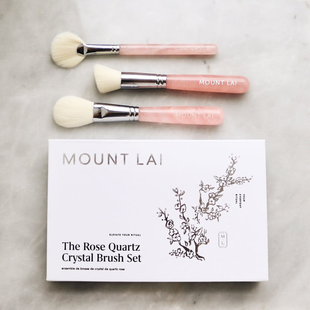 Rose quartz Crystal Makeup Brush Set