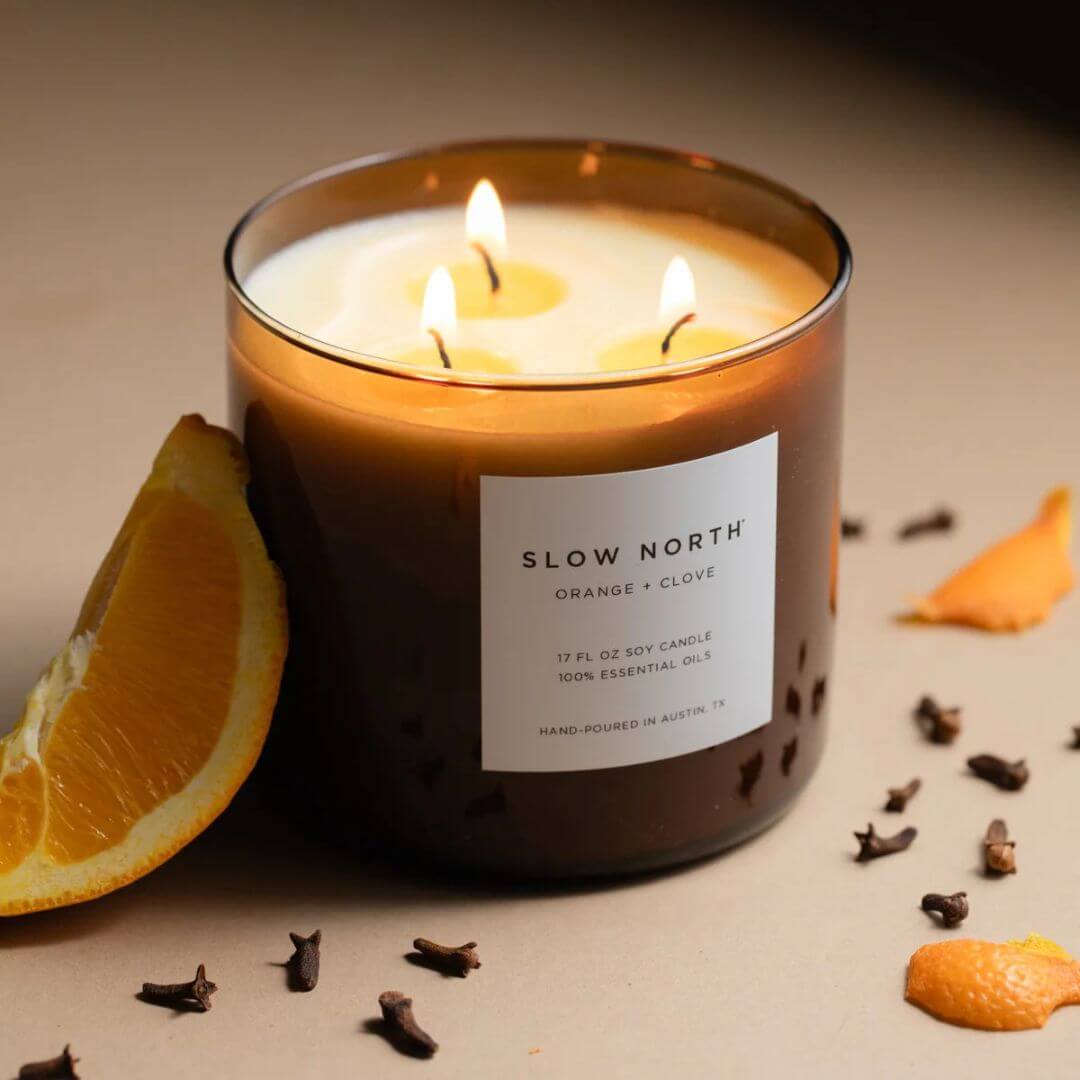 scented soy candle with 3 wicks