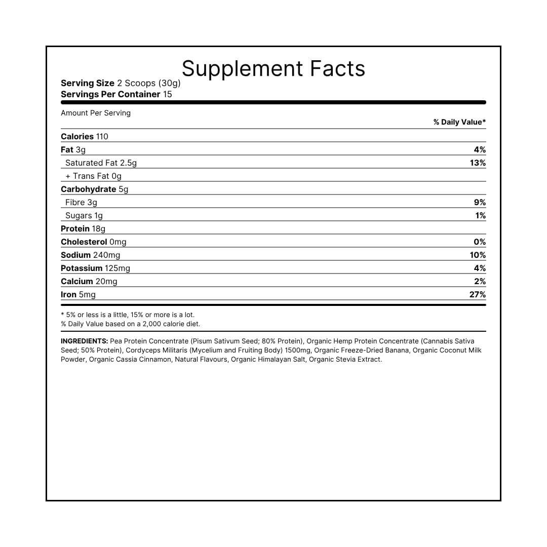 Aphina Protein Powder Supplement facts label with nutritional information on a white background