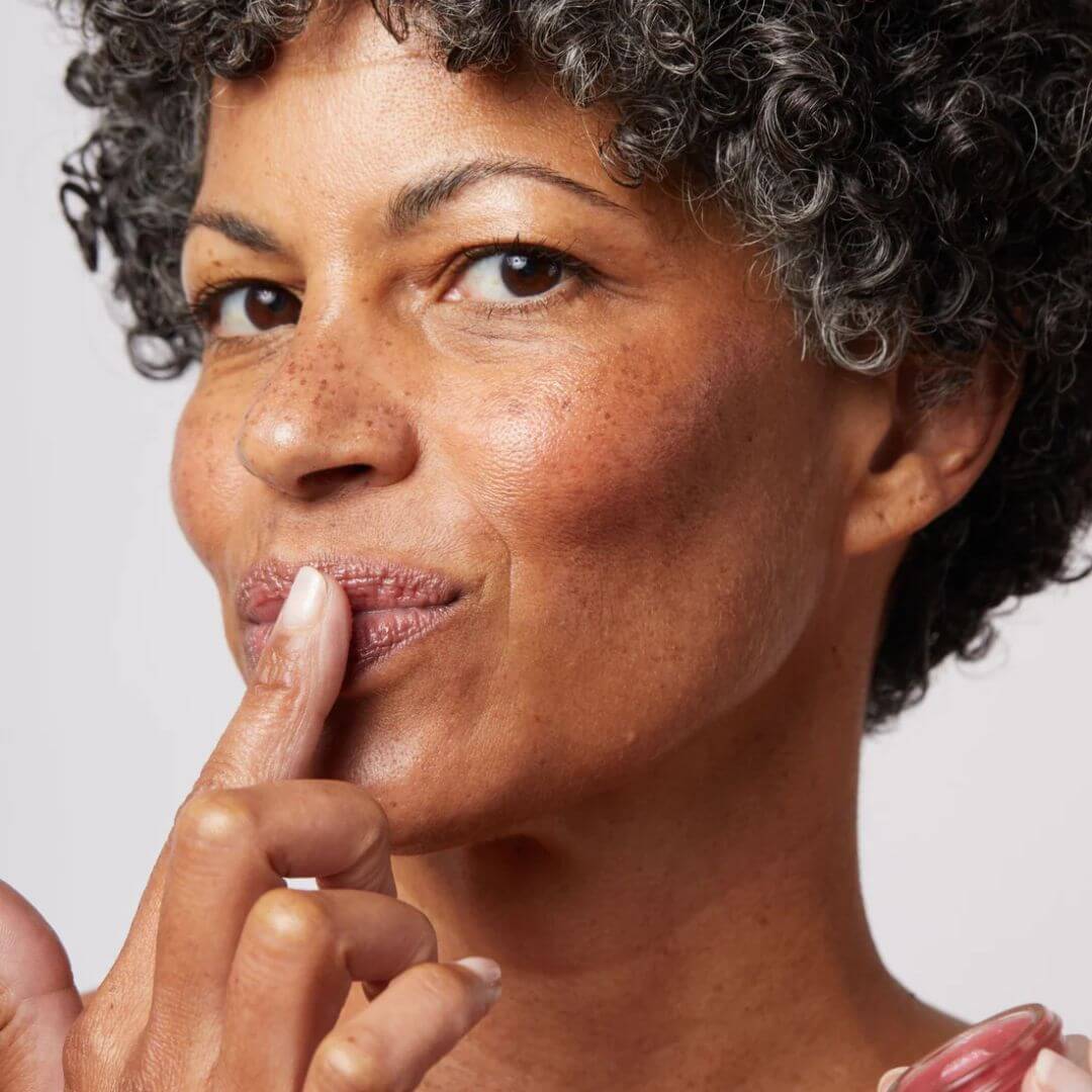 Kari Gran Blush Lip Whip on model