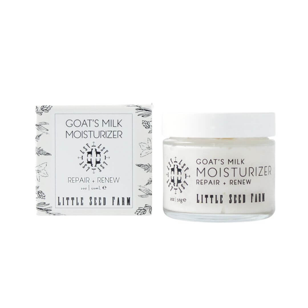 Goat's Milk Moisturizer by Little Seed Farm with packaging on a white background