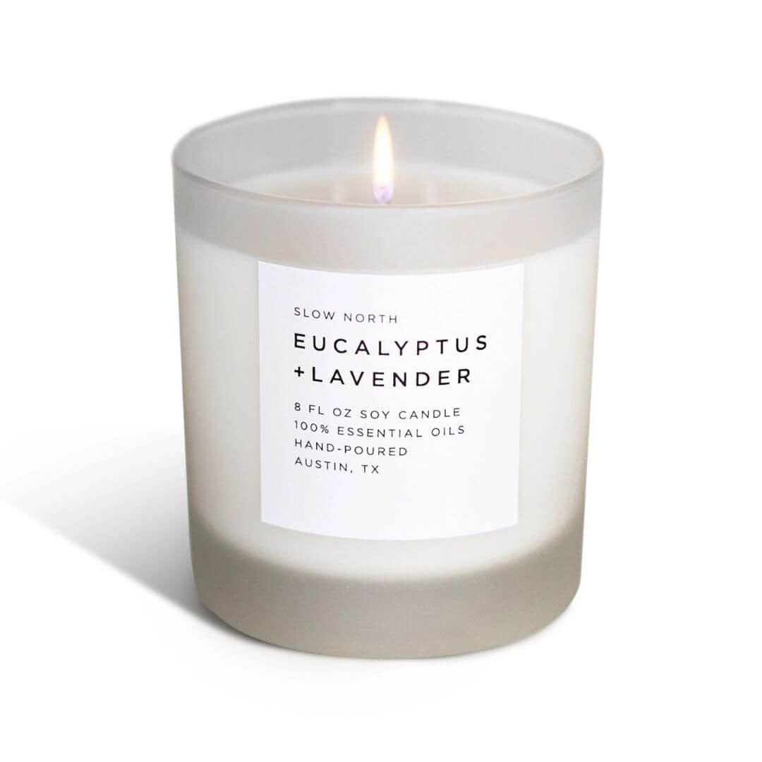 Eucalyptus and lavender soy candle Slow North 