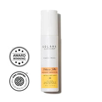 Solara sunscreen bottle with award-winning and EWG verified badges on a white background