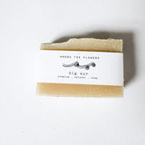 Bar of soap Among the Flowers Big Sur Soap with a label on a white background