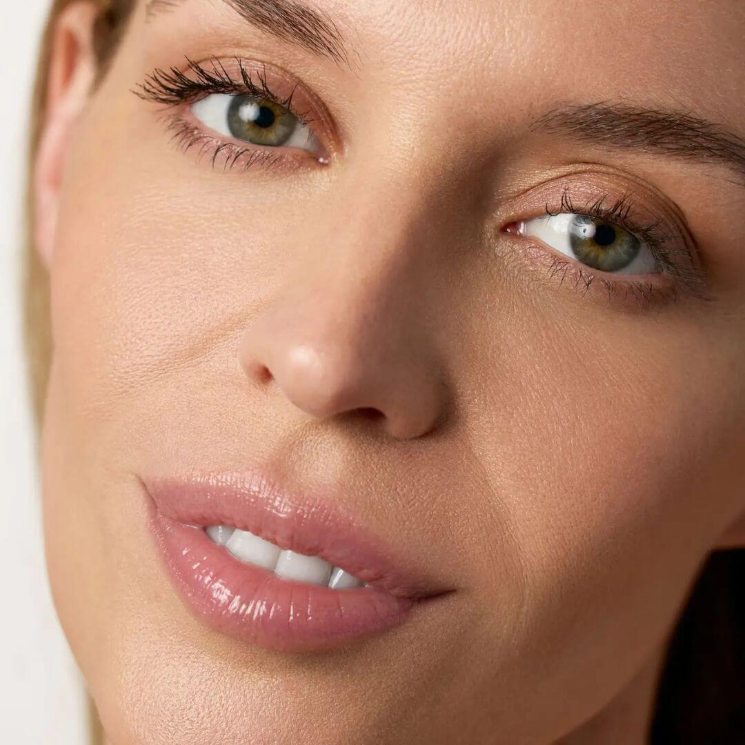 Kari Gran Peppermint Tinted Lip Balm close up on model