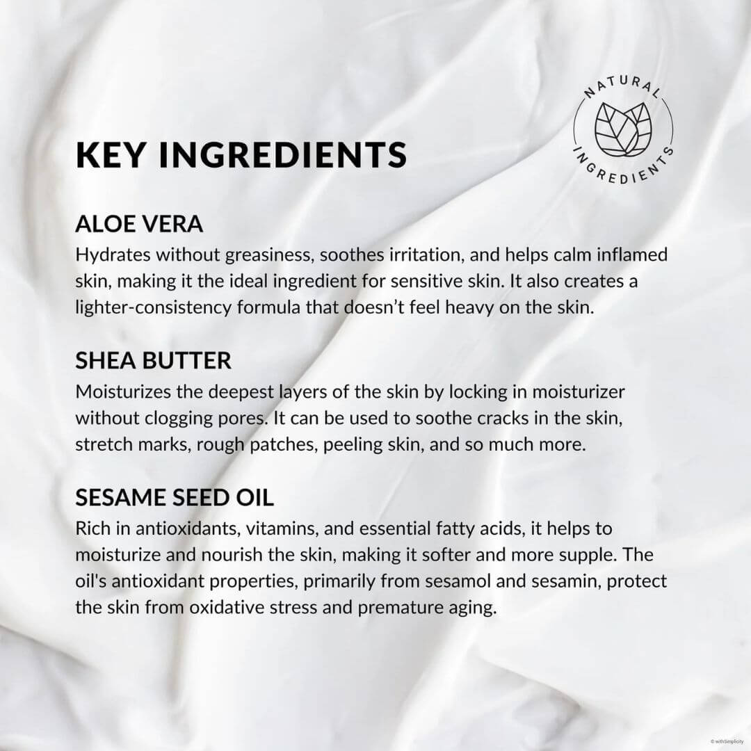 WithSimplicity Body Cream ingredient benefits