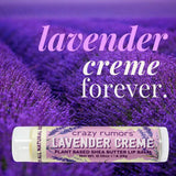 Lip balm with lavender flavor against a background of lavender flowers