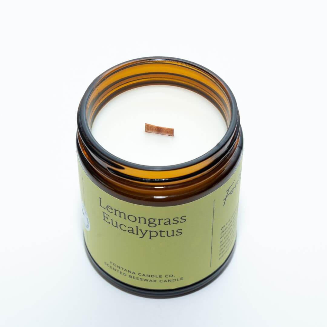 lemongrass eucalyptus candle with wood wick