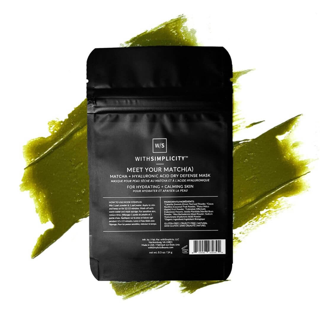 With Simplicity Meet Your Matcha hyaluronic acid face mask