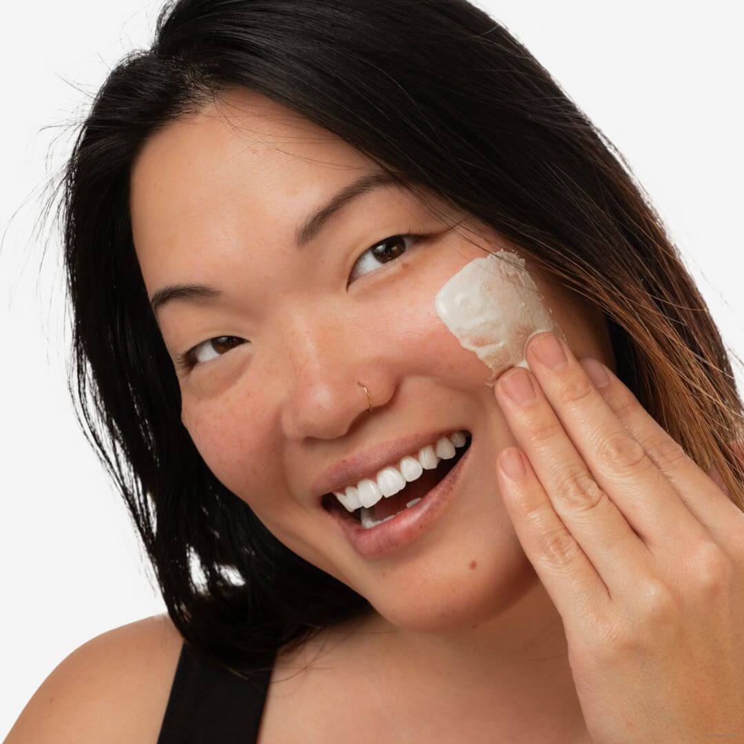 Pineapple enzyme face mask on model