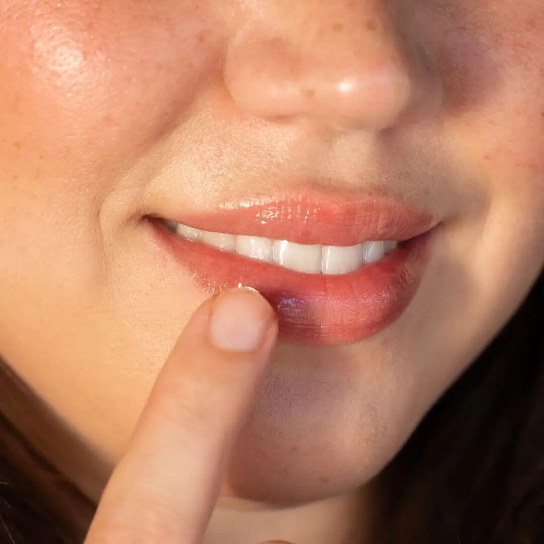 Rose Lip balm on model