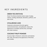 List of key ingredients with descriptions WithSimplicity Meet Your Matcha face mask